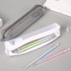 thumbnail image 3 of Estuche de malla transparente simple para lápices, bolsa de almacenamiento para exámenes de estudiantes, estuche portátil para lápices, mini bolsa de papelería cuadrada, 3 of 4