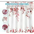 thumbnail image 4 of Dznils Red Eucalyptus Fabric Shower Curtain, Watercolor Floral Pattern with Hooks, 72" x 72", 4 of 11