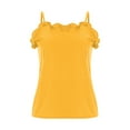 thumbnail image 5 of SYMOID Womens 2-Piece Yellow Pajama Set - Spaghetti Strap Camisole & Shorts, 95% Polyester 5% Spandex, Satin-Like Soft, Size S-XXL for Sleep & Lounging,Size XL, 5 of 9