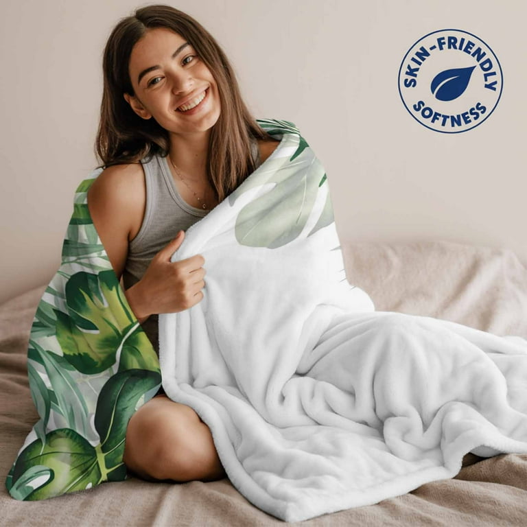 Flannel Fleece Throw Blanket Monstera Leaf Tropical Plant Lightweight Soft  Plush Blankets,Green Foliage Cozy Warm Throw Blanket for Couch Sofa Bed Car  Office All Season Use 50x60in - Walmart.com