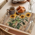 thumbnail image 3 of Vintage Summer Sunflower Placemats Set of 1, Yellow Flroal Wood Texture Non-Slip Place Mats Washable Table Mats for Kitchen Dining Table Decorations Indoor/Outdoor, 3 of 9
