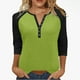thumbnail image 3 of Tops deportivos para mujer,Camiseta raglán con cuello en V para mujer, manga 3/4, blusa informal de cuello redondo para estar en casa, sopatenor, 3 of 9