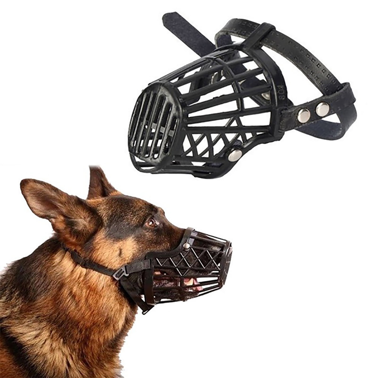 New Adjustable Plastic Leather Basket Cage Pet Dog Muzzle Black Beige 7 Sizes