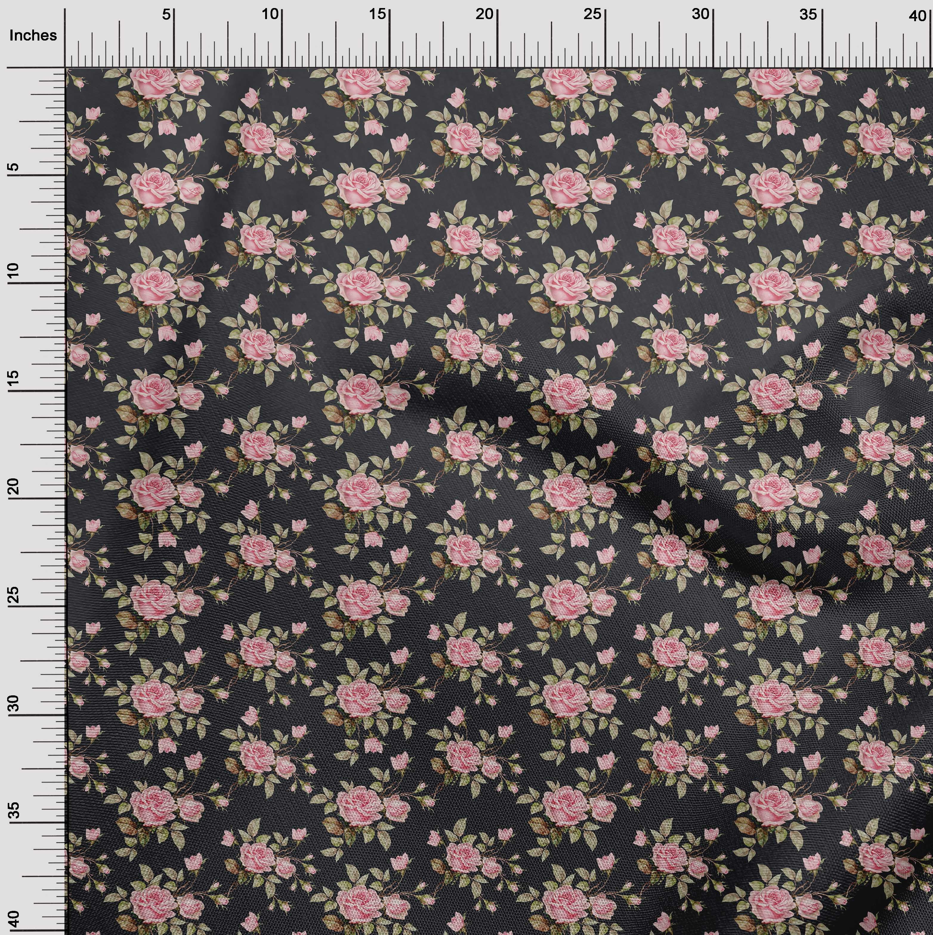 oneOone Viscose Chiffon Light Pink Fabric Floral Dress Material Fabric Print Fabric By The Yard 42 Inch Wide
