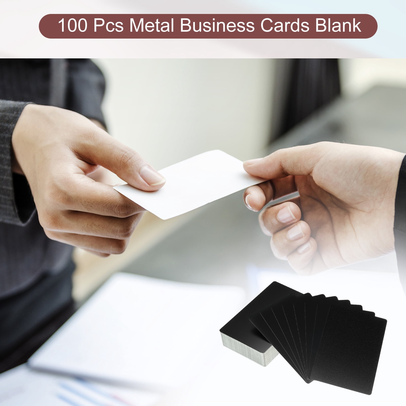 Unique Bargains Metal DIY Business Cards Blank Aluminum Laser Engrave Printable Name Card Matte Black