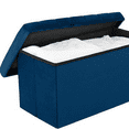 thumbnail image 2 of Cushioned Fabric  Hidden Storage Chest Footrest Chair, Padded Seat for Bedroom, Dorm, Loft, Living Room, Entryway, Hallway, Blue Velvet, 30" Bench, 2 of 6