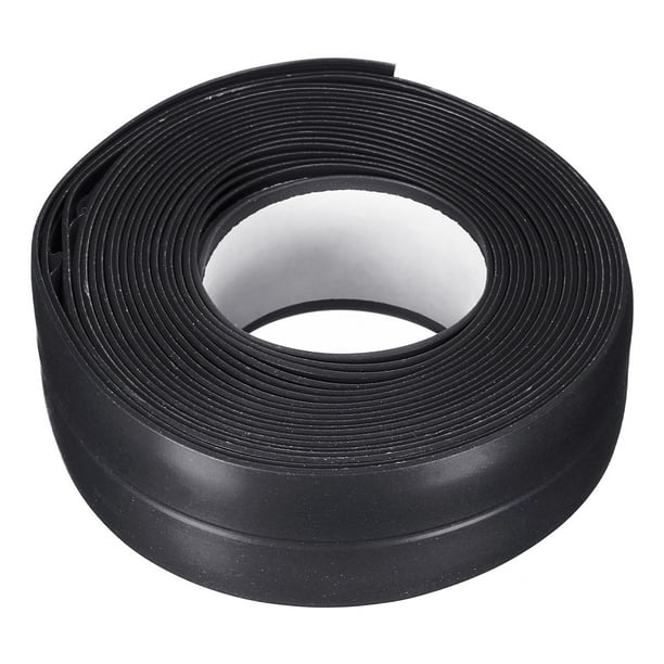 Impermeable Sello Malla Tira Cinta Auto Adhesivo 0.87" Ancho x 10.5' Largo PVC Sellado Cinta para Cocina Baño Negro