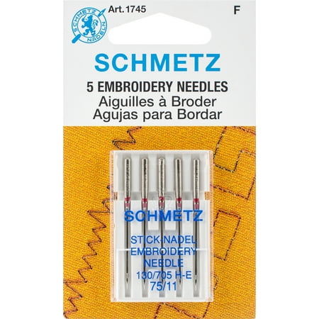 Schmetz Size 75/11 Machine Embroidery Needles, 5