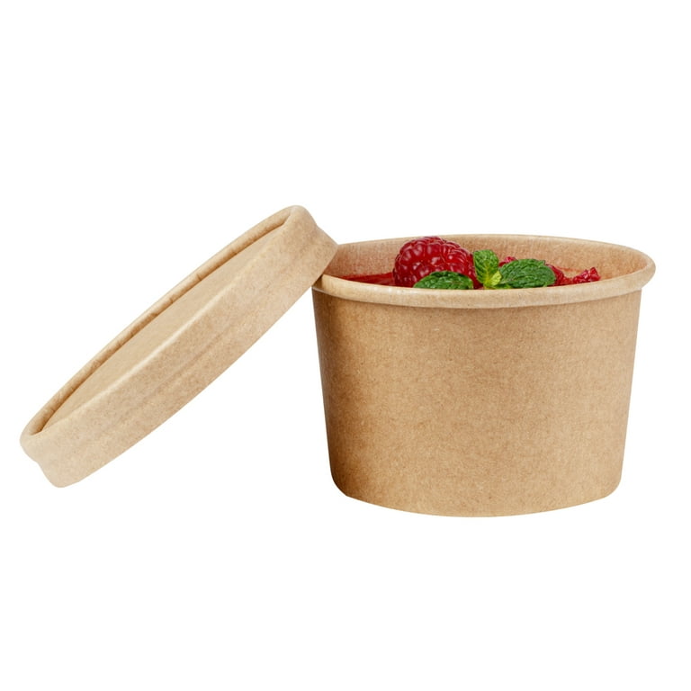 Coppetta Round Kraft Paper To Go Cup Lid - Fits 5 oz - 3 1/2 x 3 1/2