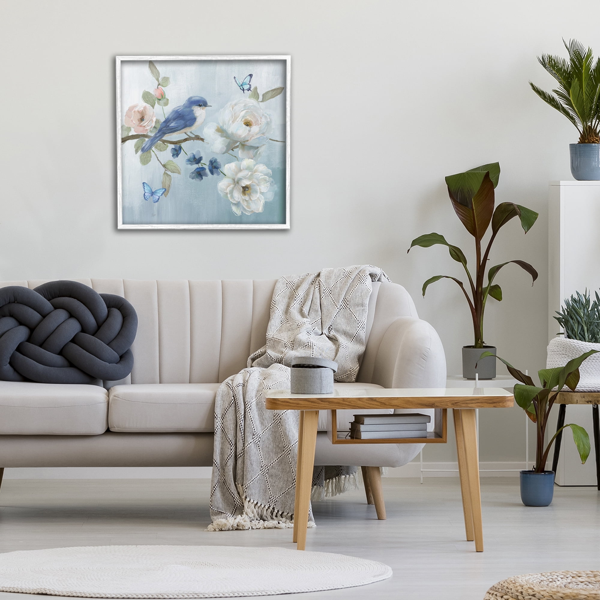 Stupell Industries Blue Bird Tranquility White Framed Giclee Art, design by Nan
