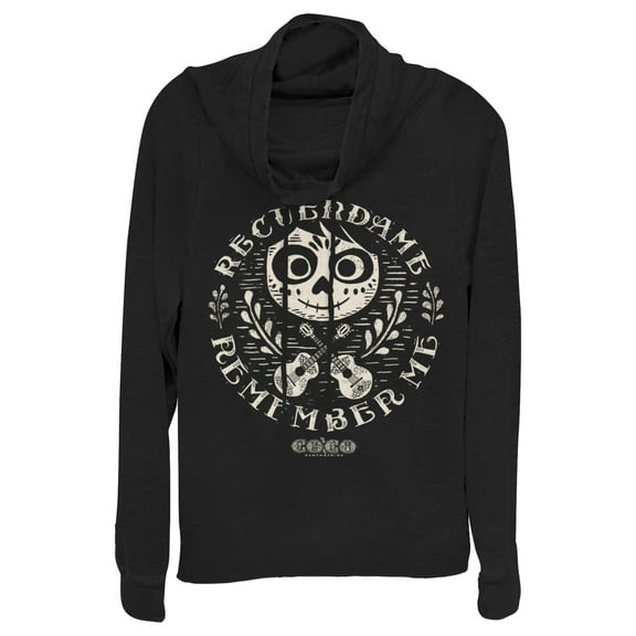 Junior's Coco Remember Me Song  Cowl Neck Sweatshirt Black Large