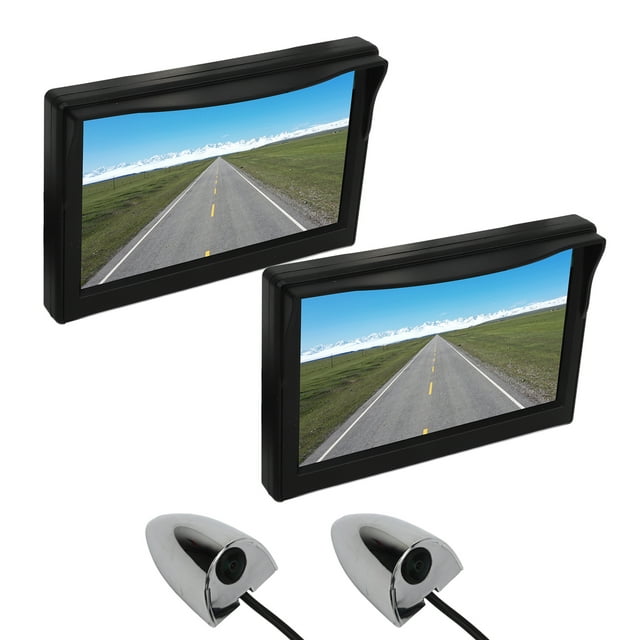 Backup Camera Monitor Kit, DC12V-24V Impact Proof Horizontal 87° Vertical 62° High Definition 5inch Screen Side View Monitor System For Truck