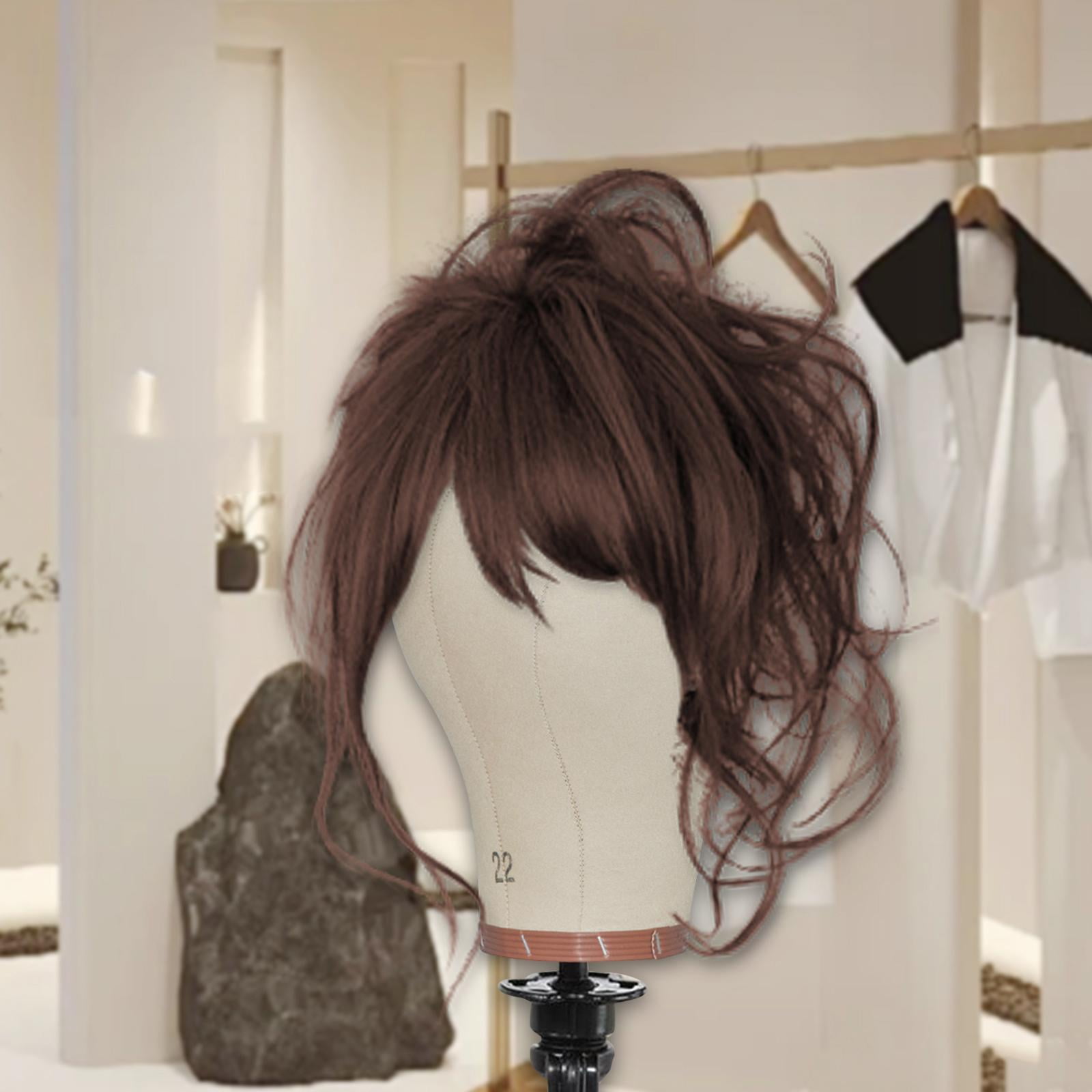 Dualoai Canvas Mannequin Head Compact with Mounting Holes for Making s, Scarf, Beauty 22inch