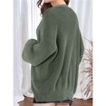 thumbnail image 4 of Women Chunky Knit Cardigan Long Sleeve V Neck Button Up with Pocket Sweater Coat for Fall and Winter Green XXL, 4 of 8