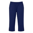 thumbnail image 4 of Gaukiv Womens Casual Capris Pants Breathable Solid Bottoms Side Slit Hem Navy L, 4 of 6