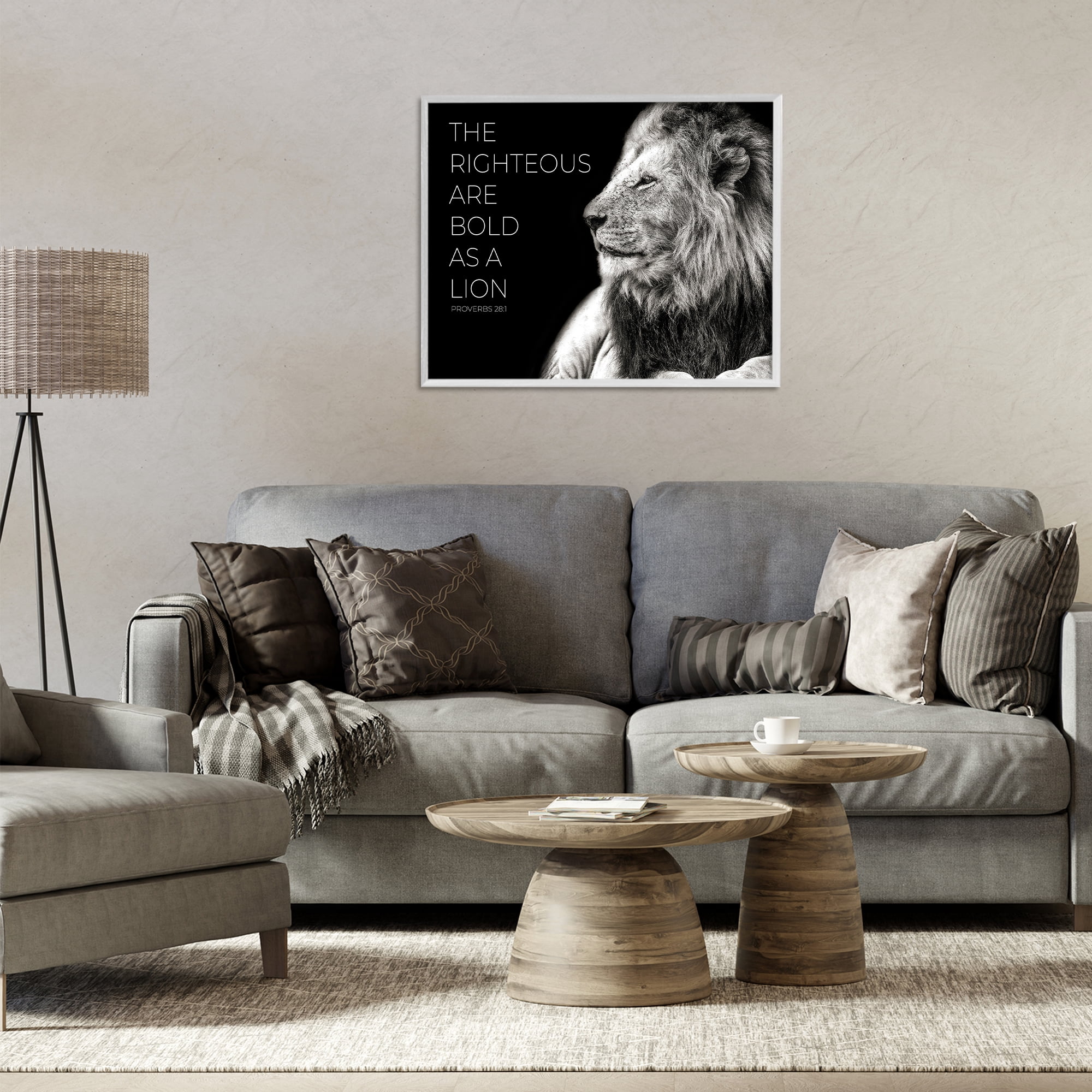 Stupell Industries The Righteous Bold As A Lion White Framed Giclee Art, design by Shelley Lake