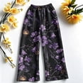 thumbnail image 4 of Fabrcox Fleece Womens Pajama Pants Halloween Ghost Pumpkin Cat Sleep Pants Women Spooky Fall Winter Comfy Plush Wide Leg Women Pj Pants Purple M, 4 of 5