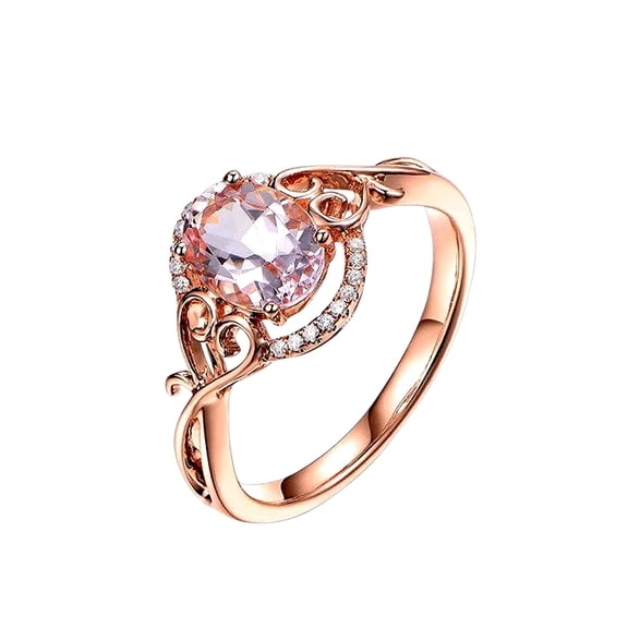 1.25 Carat Oval Cut Real Morganite and Man made diamond moissanite Engagement Ring Wedding Ring Jewelry Sterling Silver with 18k Gold Plating