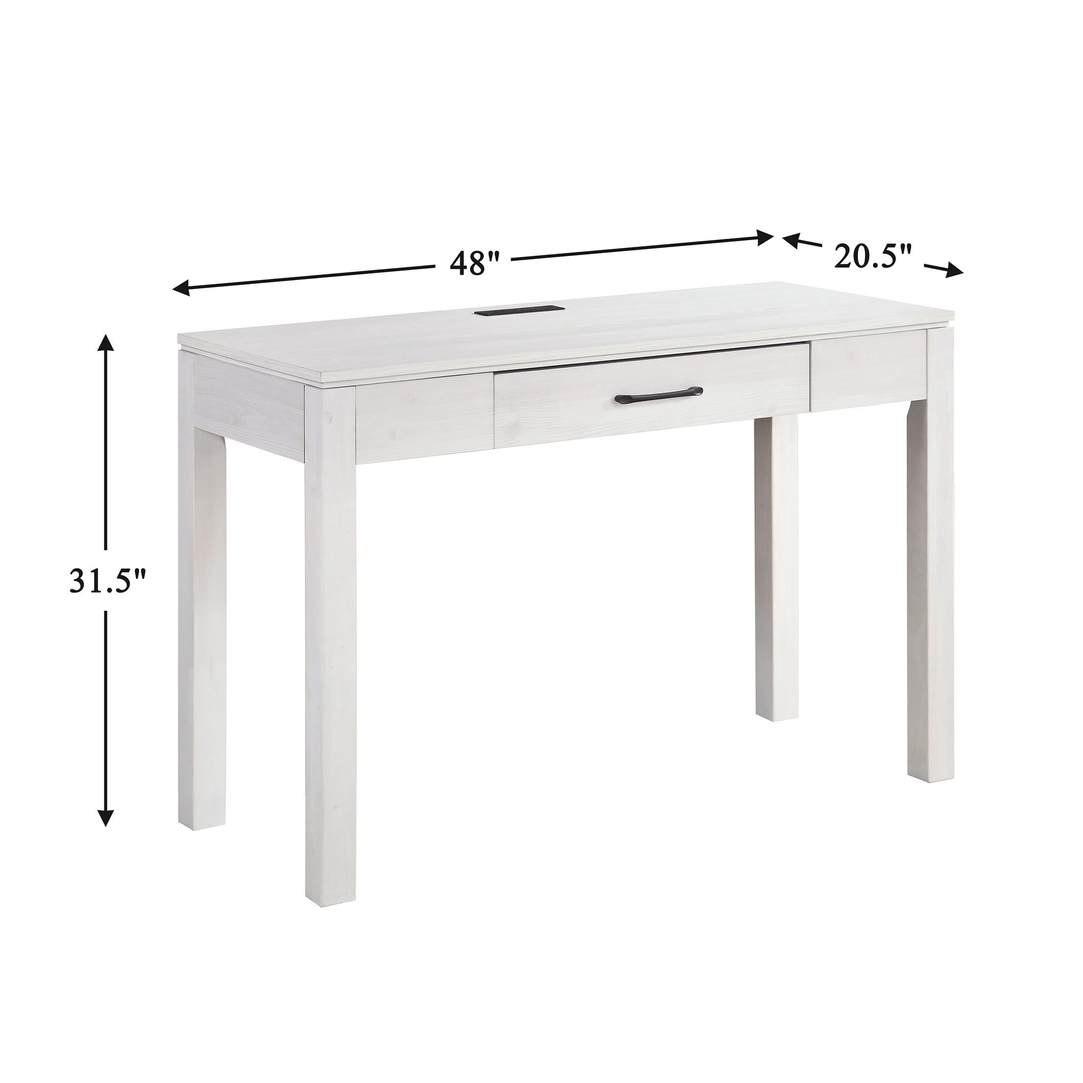 OakvillePark Avenshire Wood Rectangle Writing Desk with Power Outlet and USB Charging Port, White