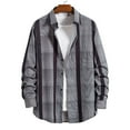 thumbnail image 2 of DPTALR Men's Casual Plaid Long Sleeve Loose Pocket Button Lapel Collar Shirt Jacket, 2 of 9