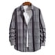 thumbnail image 2 of Chaqueta de camisa de cuello de solapa con botón de bolsillo suelto de manga larga a cuadros informal para hombre Pompotops oipoqjl27586, 2 of 9