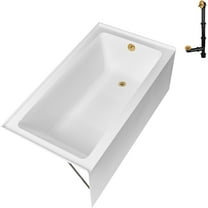 Streamline GA-304-10-BGL 60 in. x 30 in. Acrylic Right-Hand Drain Alcove Bathtub in Glossy White With External Drain in Brushed Gold