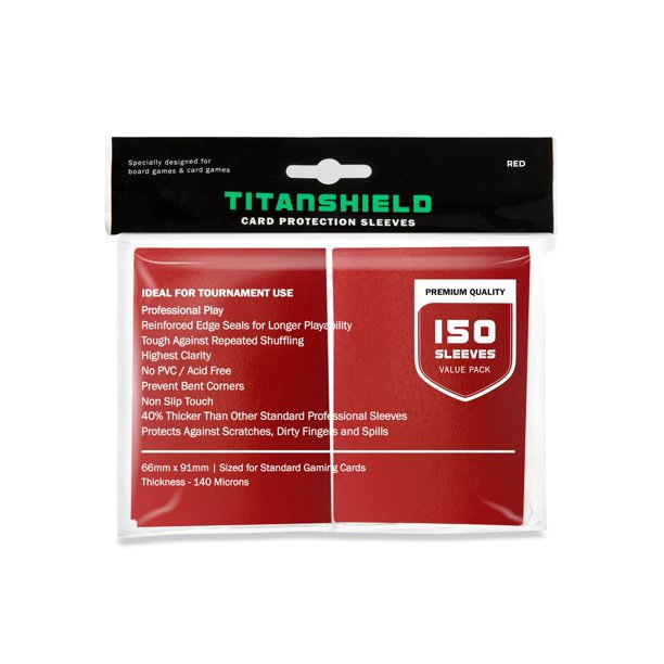 TitanShield (150 Sleeves /Red) Standard Size Board Game Trading Card