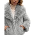 thumbnail image 5 of INSPIRE CHIC Womens Faux Fur Coats Fuzzy Long Sleeves Lapel Collar Smooth Lining Oversized with Pockets Warm Winter Jackets Outwear Medium Light Gray, 5 of 5