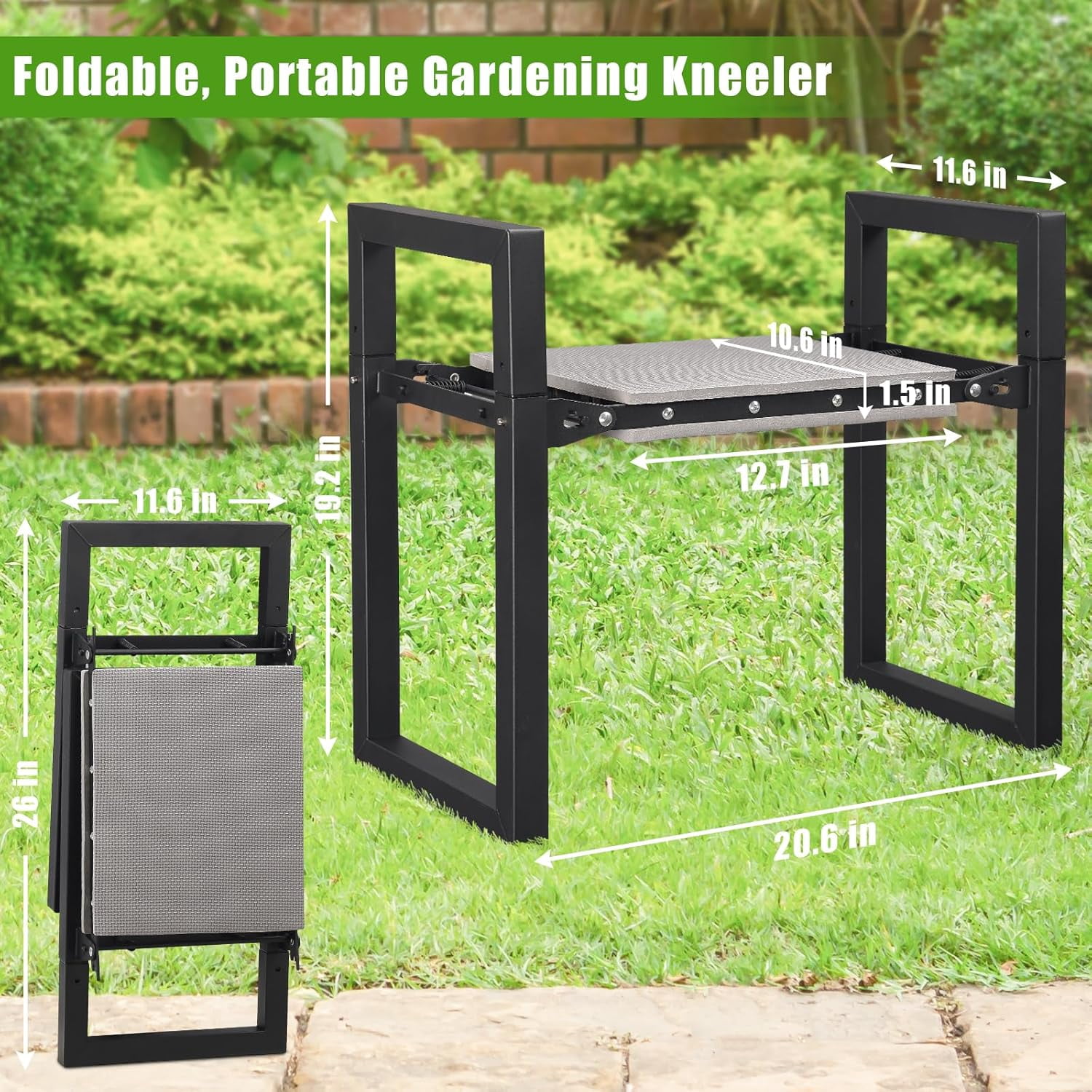 Garden Kneeler and Seat, 12.7" Wide Folding Heavy Duty Gardening Bench with Handles for Kneeling and Seat, Multifunctional Kneeler Stool for Women Seniors,Relieve Knee Back Pain,Gardening Tools Gifts