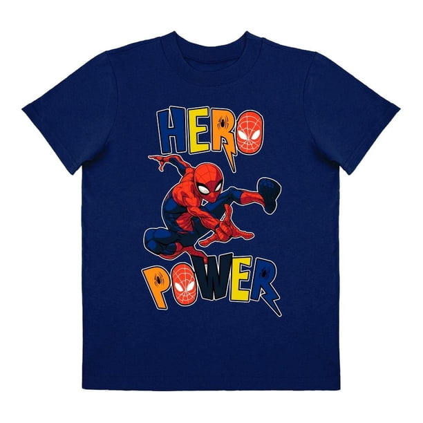 Playera Para Niño Marvel Spiderman Cuello Redondo Manga Corta Talla 10 Azul Marino