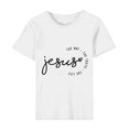 thumbnail image 4 of Daisyyozoid Nouvelles Arrivées Hauts pour Femmes Joyeuses Pâques Lettrage Imprimé Col Rond Manches Courtes Haut Manches Courtes Col Rond Chemise, 4 of 5