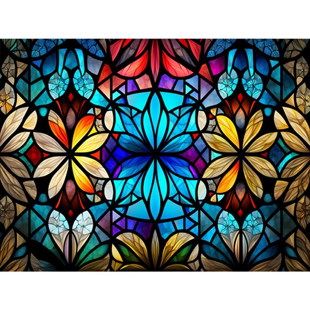Cuadros Decorativos Kit de vidrieras de pintura de diamante de taladro redondo completo DIY 5D decoración del hogar (sz4369) Wdftyju de costura negro 4 estilos