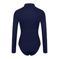 thumbnail image 3 of kayannuo Fall Clothes For Women Women's Mock Printing Fashion Turtle Neck Tops Long Sleeve Bodysuit Jumpsuit Navy, 3 of 7