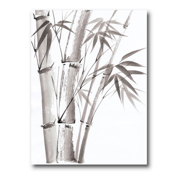 Designart ' Palm Bamboo Detail On White III ' Traditional Canvas Wall Art Print