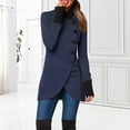 thumbnail image 2 of UJNDER Women's Solid Color Casual Zipper Hooded Long Coat Jacket Fall Jackets for Women Navy L, 2 of 6