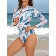 thumbnail image 4 of Women's One Piece Rashguard Swimsuit Floral Zip Front Surfing Shirt Sun Protection, 4 of 5