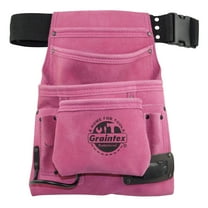 Graintex  SS2034 : 10 Pocket Nail & Tool Pouch W/Belt Pink Suede Leather