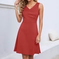 thumbnail image 2 of Daznico Women's Casual Sleeveless V-Neck Fit and Flare Midi Dress Solid Color Summer Dress,M, 2 of 4