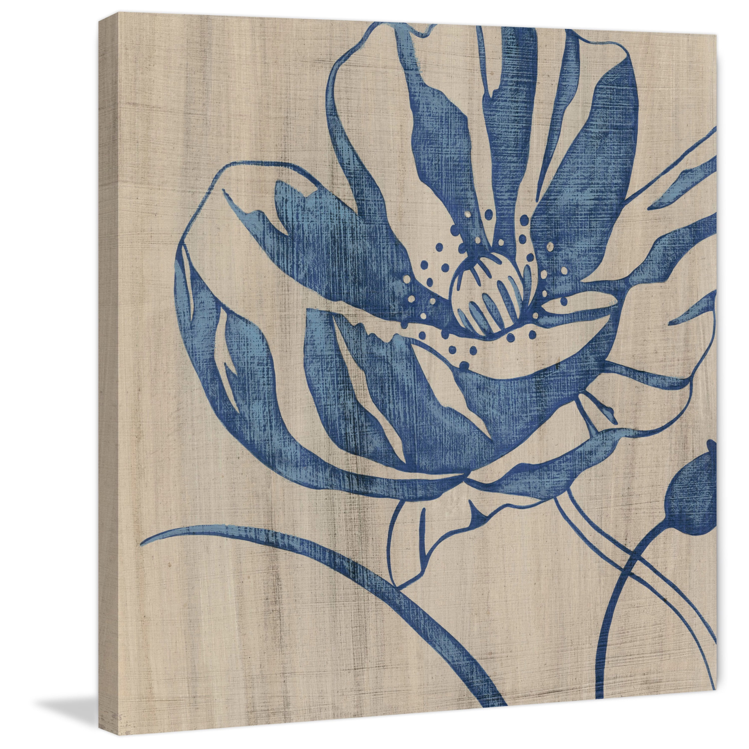 Marmont Hill "Indigo Poppy" Painting Print on Wrapped Canvas