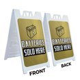 thumbnail image 2 of Batteries Sold Here  24" x 36" Double Sided A-Frame Sidewalk Sign, Includes 2 Plastic Inserts | Foldable Portable White Signicade Sandwich Board Signs, 2 of 5