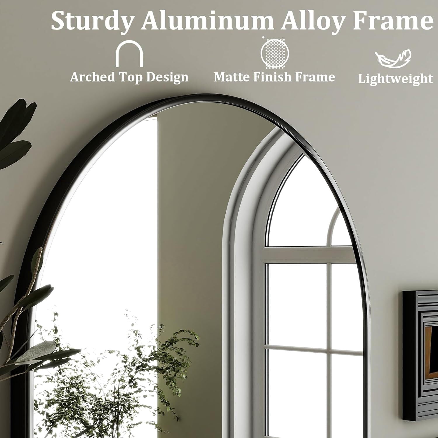 Mirstory 26.2"x 38.3" Arched Bathroom Mirror Wall Vanity Mirror, Black