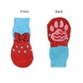thumbnail image 4 of 4 Pairs Pet Socks Cotton Non-skid Animals Paw Pet Traction Control Socks Non-Slip Paw Protector Protector Floor Sock for Indoor Traction Control, Red, M, 4 of 9