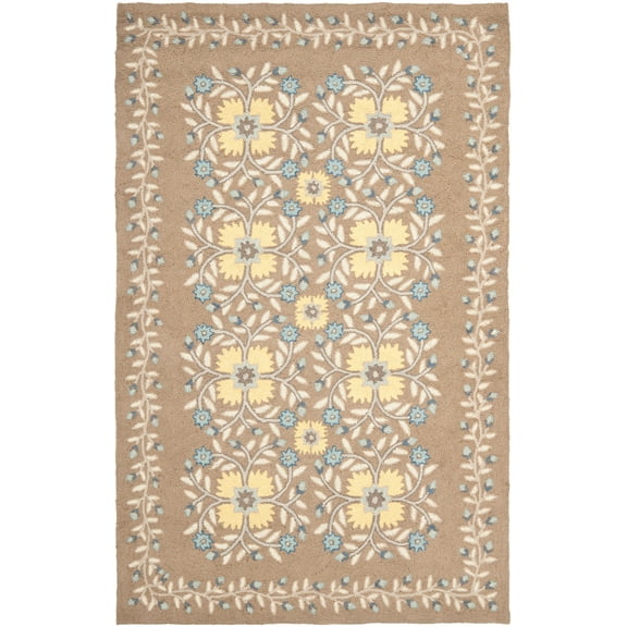 SAFAVIEH Martha Stewart Folklore Geometric Floral Wool Area Rug, Monk's Cloth, 4' x 6'