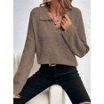 thumbnail image 5 of Women'S Fall Lapel Collar V Neck Long Sleeve Knit Comfy Loose Casual Pullover Sweater Jumper Top Camel XL, 5 of 8