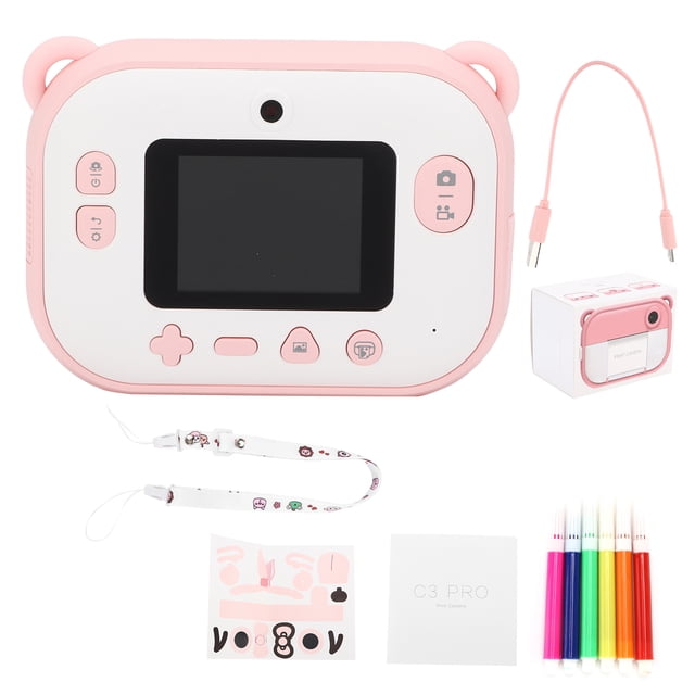 Cámara de impresión instantánea Impresión con un clic Impresión fotográfica instantánea Mini cámara digital portátil para niños (rosa)