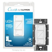 Lutron Caseta Original Smart Dimmer Switch (Lutron Smart Hub Required), for LED Lights, 150 Watt, Single-Pole/3-Way, No Neutral Required, PD-6WCL-WH, White CA2