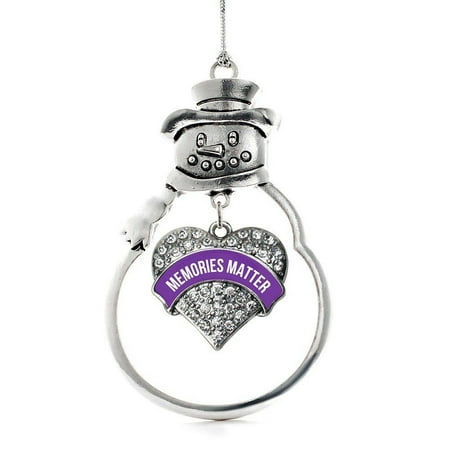 2.5 Inch Snowman Bell Ornament - Memories Matter Alzheimer's Awareness Pave Heart Snowman Holiday Decoration Christmas Tree Ornament, This 2.5 inch ornament is crafted from.., By Inspired Silver