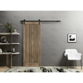 thumbnail image 4 of Sturdy Barn Door 32 x 80 inches | Quadro 4111 Walnut | 6.6FT Rail Hangers Heavy Hardware Set | Solid Panel Interior Doors, 4 of 6