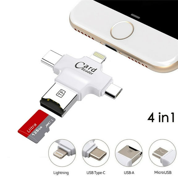 OTG MicroSD Card Reader For iPhone, Galaxy S8 Type-C and Micro USB Android