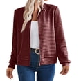 thumbnail image 2 of Women's Waffle Texture Zip Up Jacket, Long Sleeve Lightweight Cardigan, Casual Loose Fit Sweatshirt, Soft Fall Fashion Top, Breathable Open Front Coat, Comfortable Layering Piece Red XXL, 2 of 9